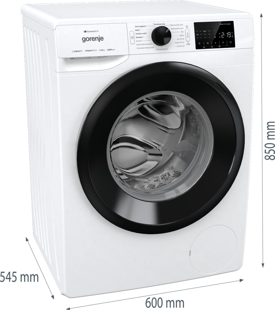 Gorenje WPNEI94A1TS wasmachine Voorlader 9 kg 1300 RPM Wit EWO4759 - Afbeelding 10