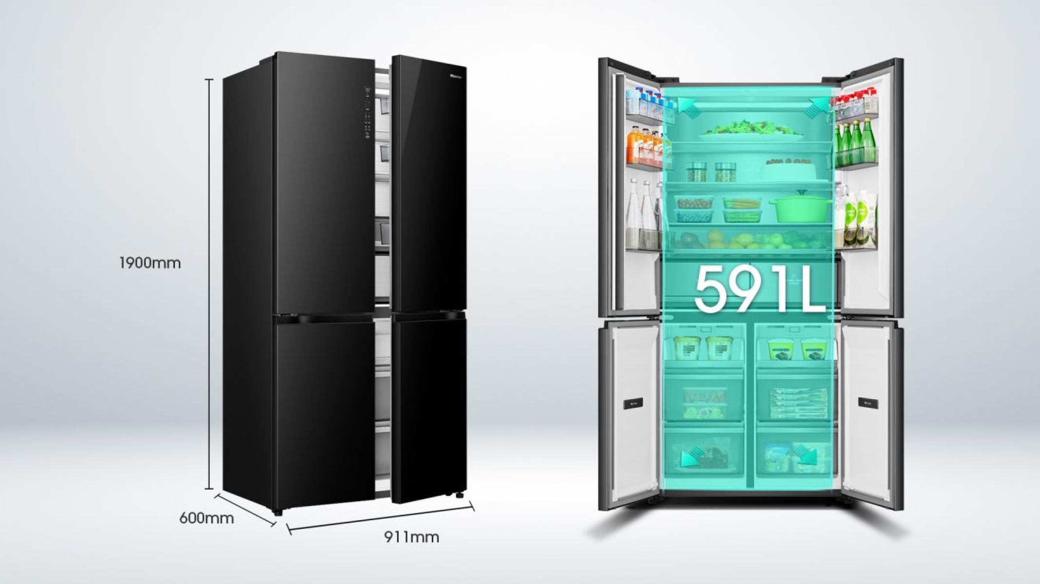 Hisense RQ768N4GBE amerikaanse koelkast Vrijstaand 591 l Zwart Verpakkingsschade DHZ4780 - Afbeelding 7