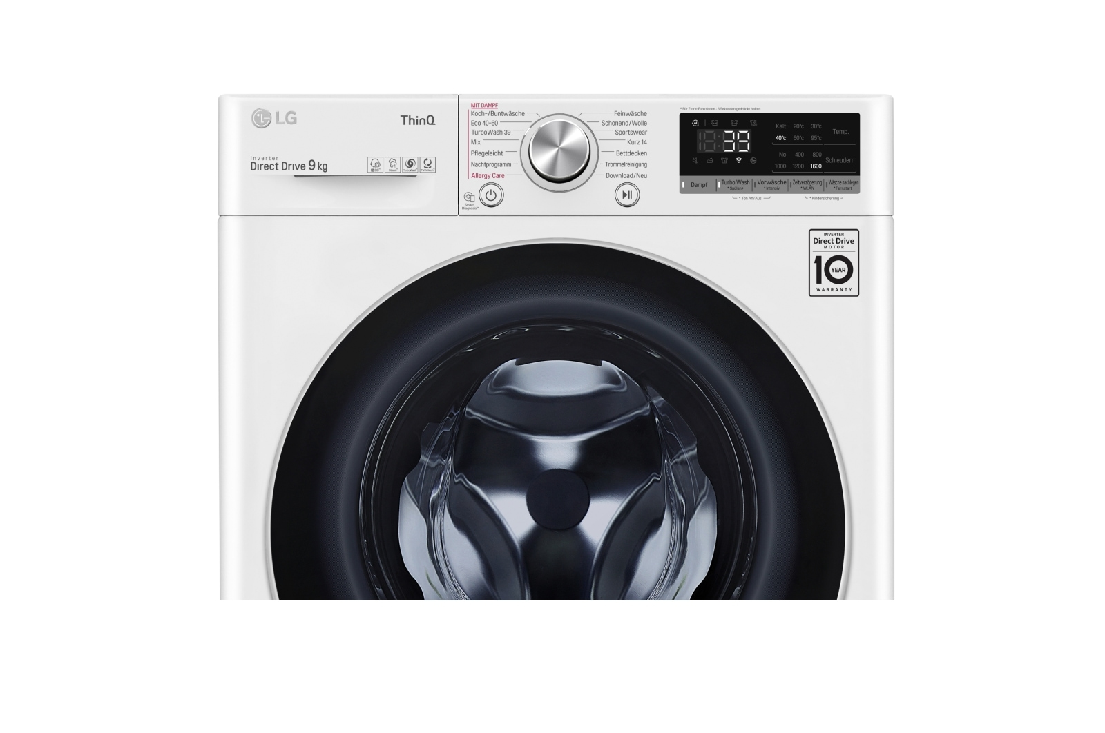 LG F6WV709P1 wasmachine Voorlader 9 kg 1560 RPM Zwart, Wit DHZ4966 - Afbeelding 7