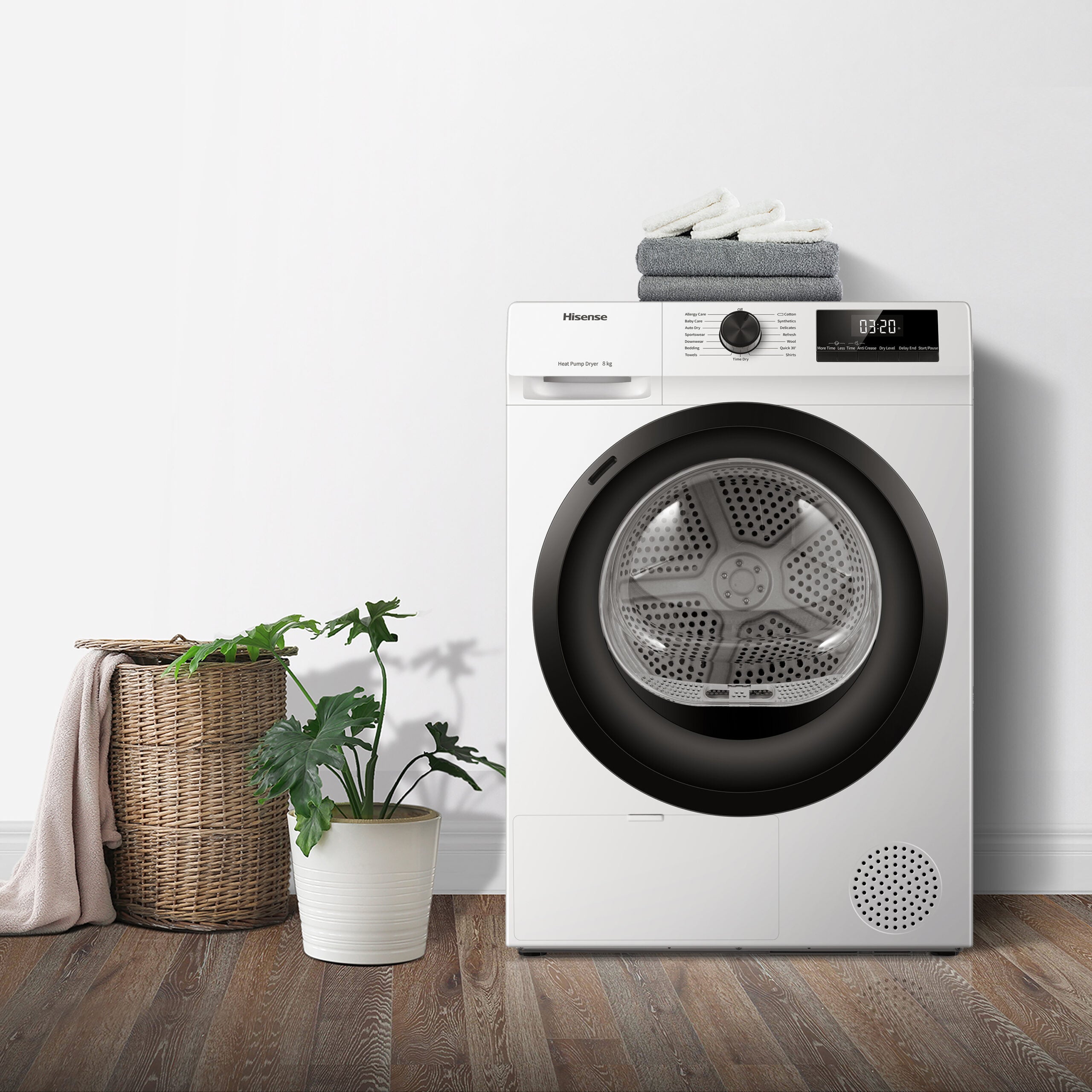 Hisense DH1Q802BW2 wasdroger Vrijstaand Voorlader 8 kg Wit EWO4866 - Afbeelding 5