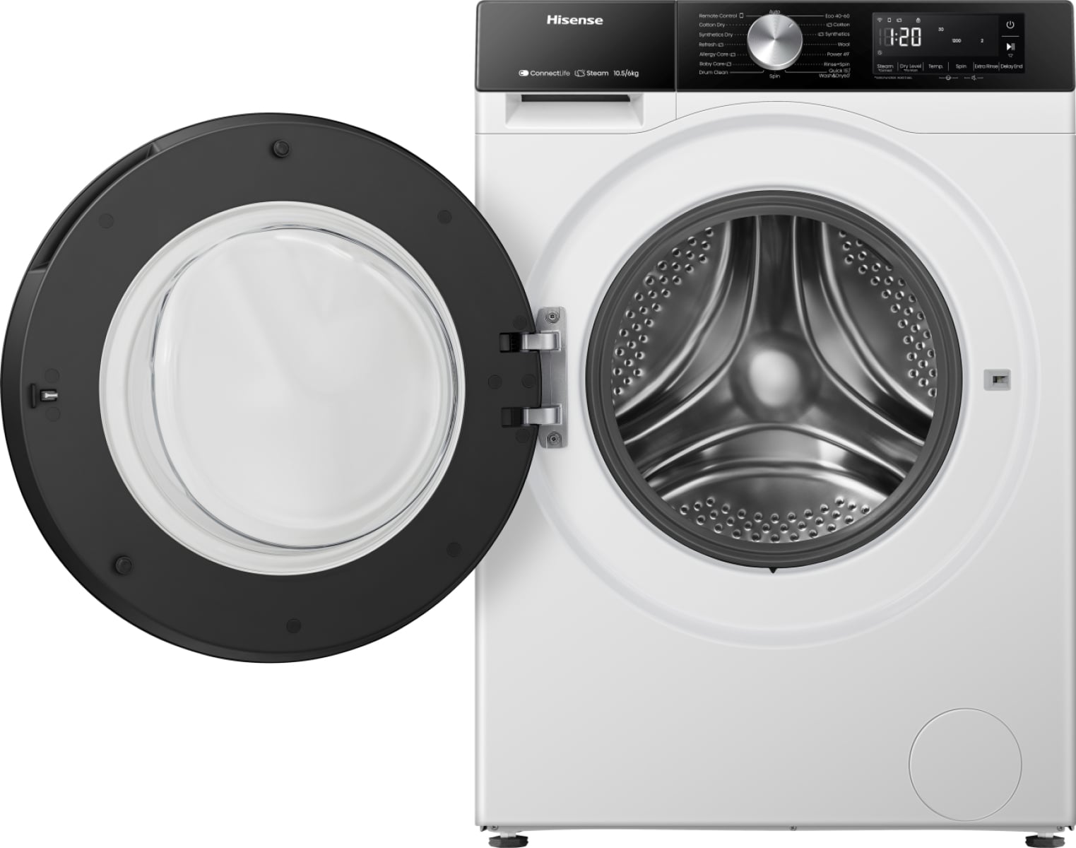 Hisense WD3S1043BW3 Was-droogcombinatie Vrijstaand Voorlader Wit EWO4895 - Afbeelding 3