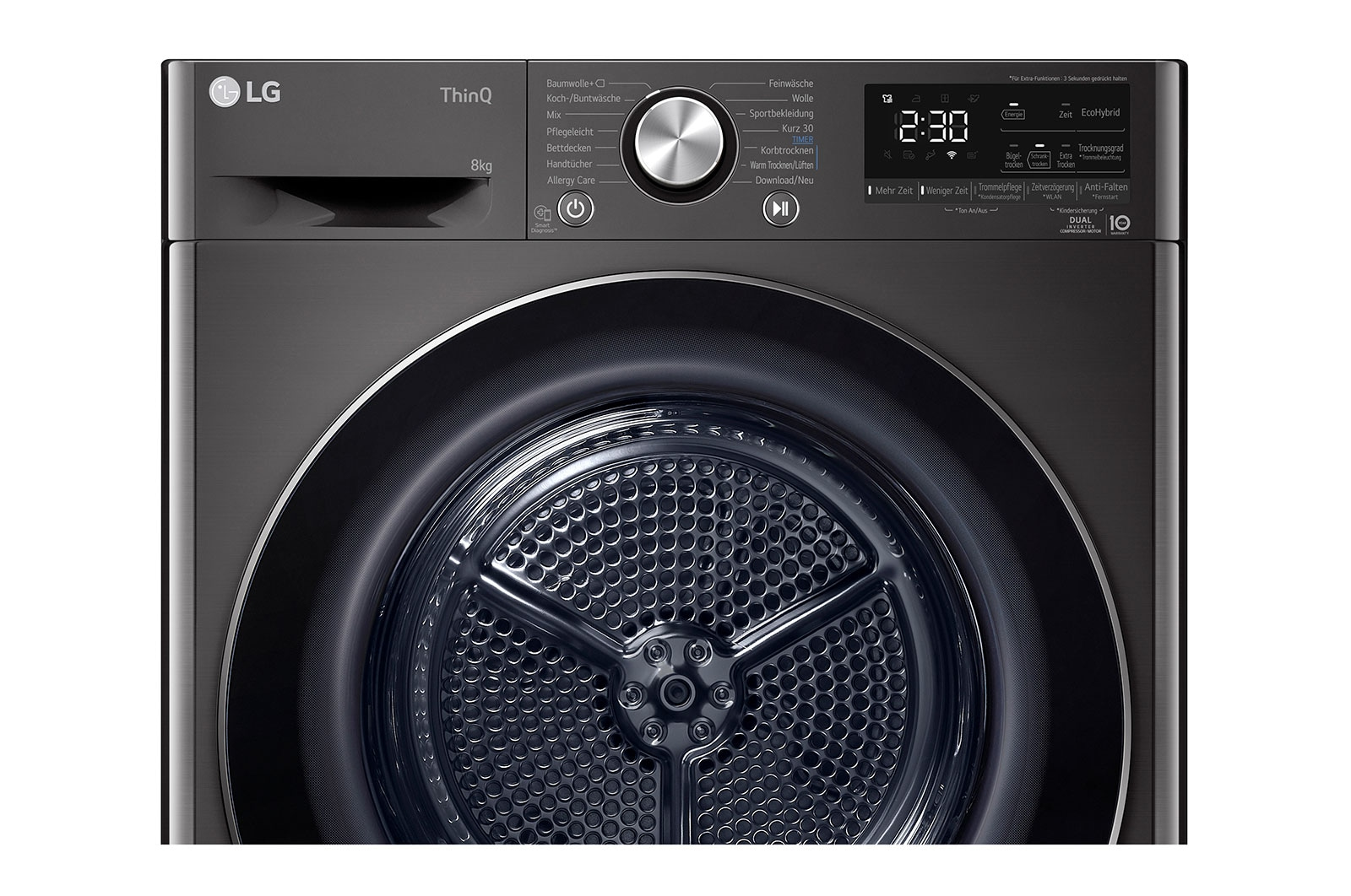 LG RT80V9B wasdroger Vrijstaand Voorlader 8 kg Zwart DHZ4990 - Afbeelding 9