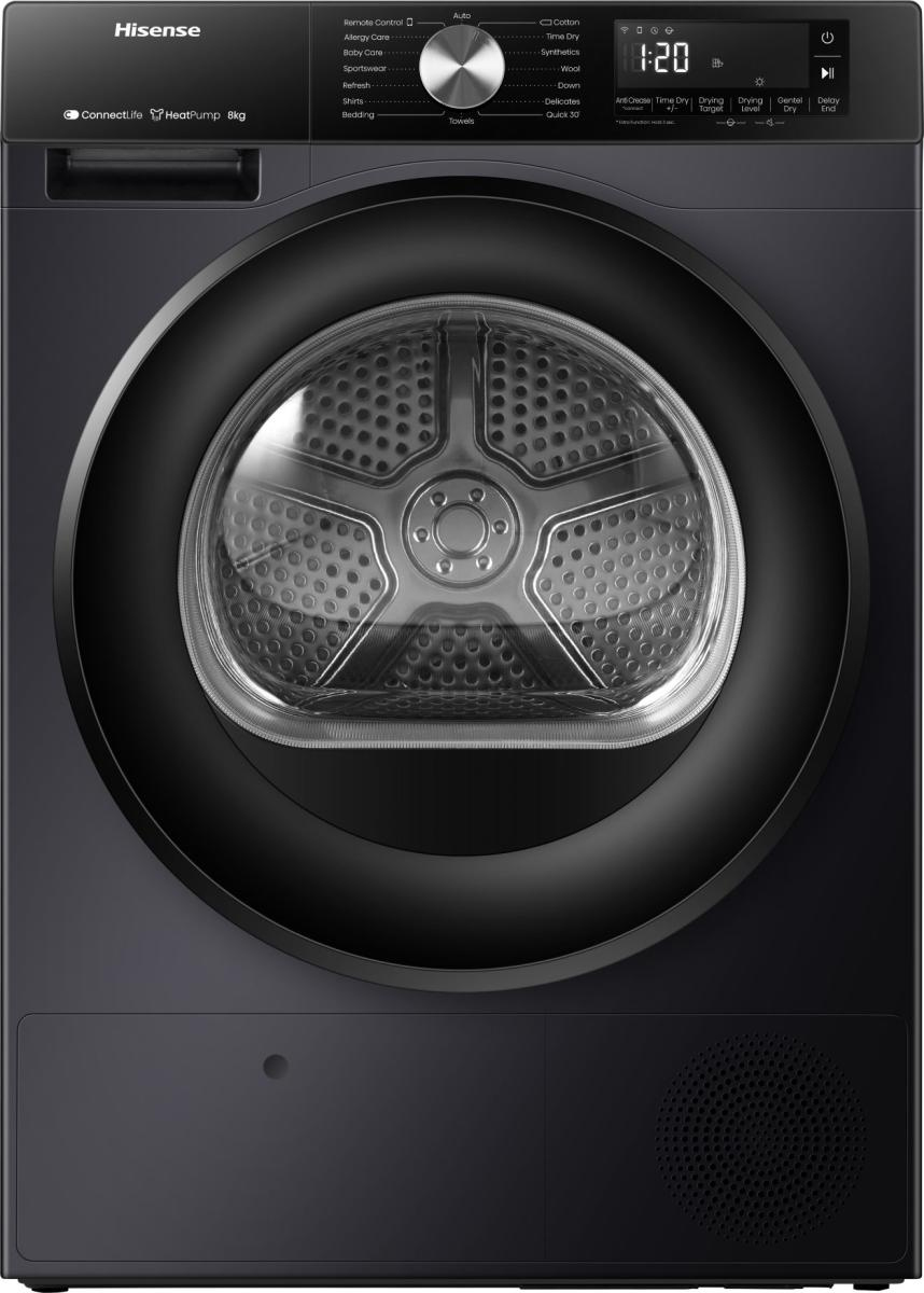 Hisense DH3S802BB3 wasdroger Vrijstaand Voorlader 8 kg Zwart EWO4868