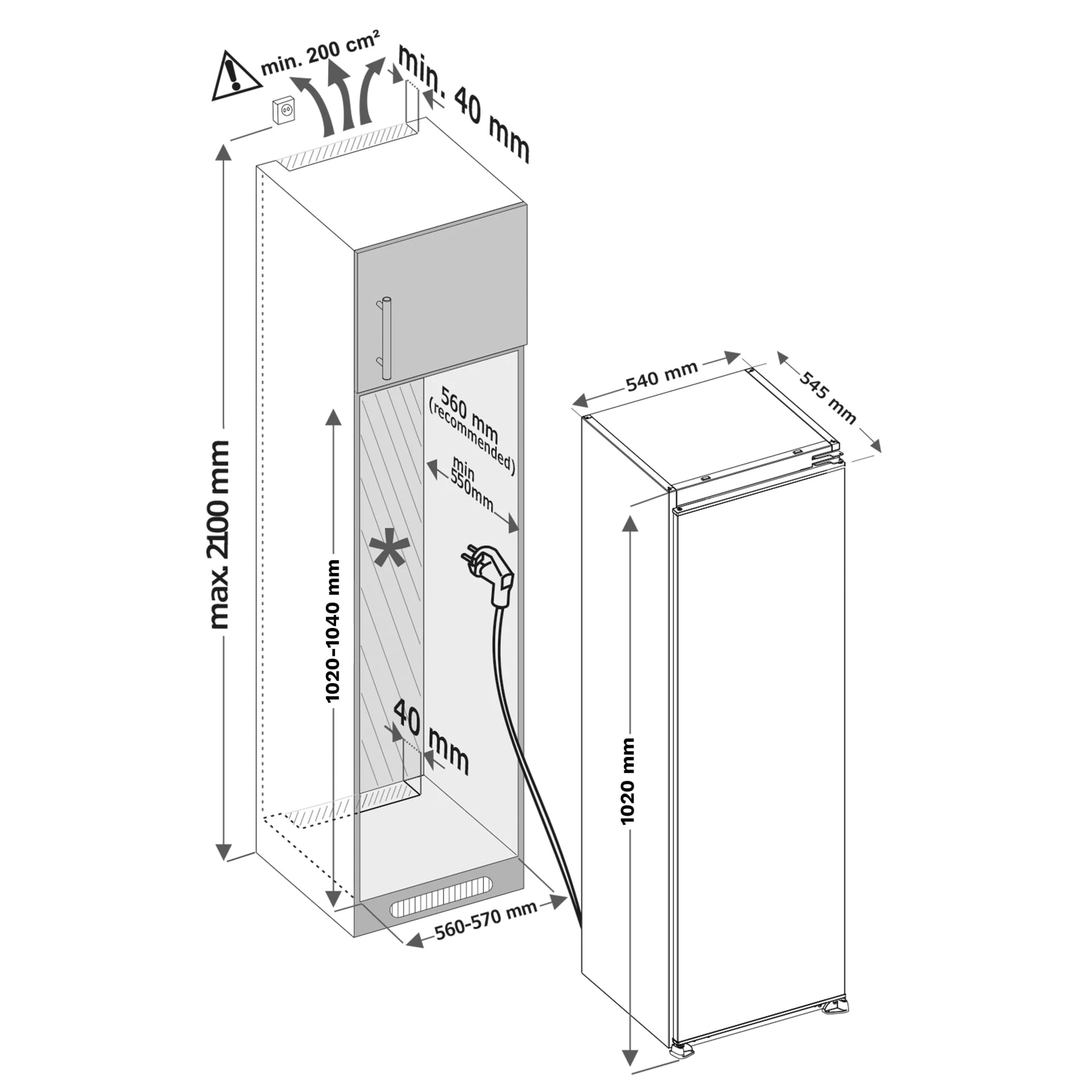 Inventum IKV1022S combi-koelkast Ingebouwd 139 l Wit - Afbeelding 6