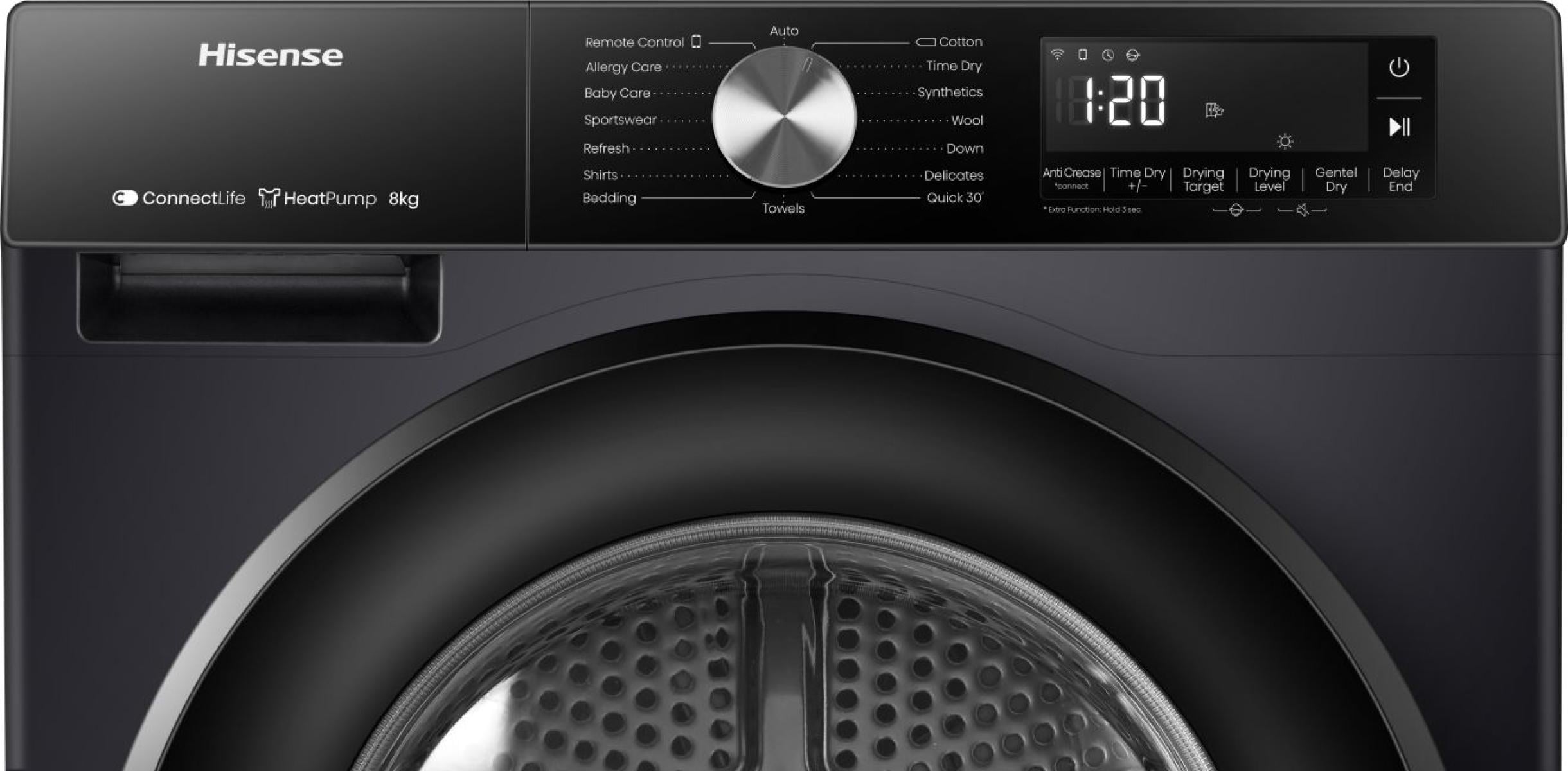 Hisense DH3S802BB3 wasdroger Vrijstaand Voorlader 8 kg Zwart EWO4868 - Afbeelding 8