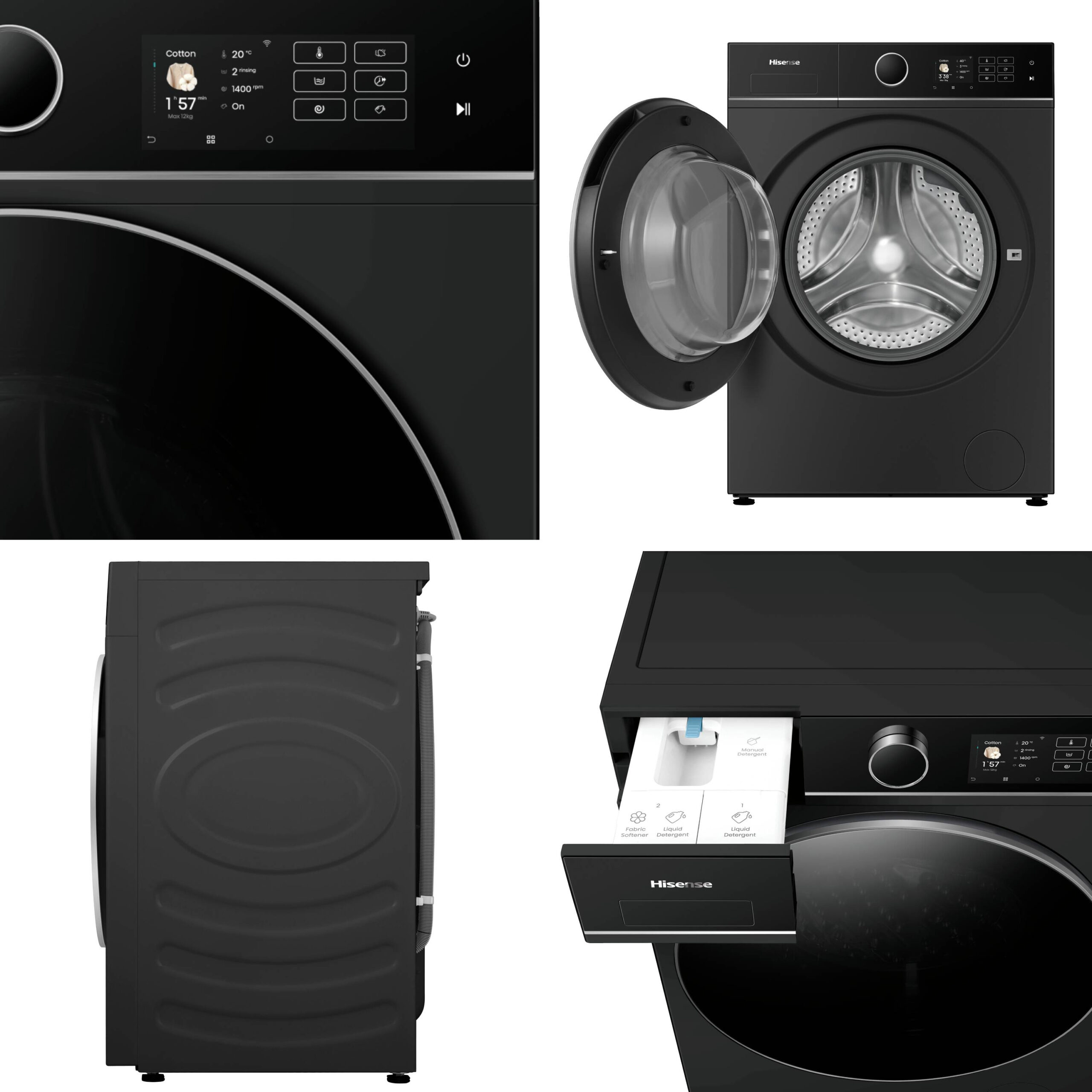 Hisense WD5I1245BBR Was-droogcombinatie Vrijstaand Voorlader Zwart - EWO4900 - Afbeelding 3