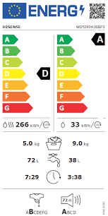 Hisense WD5I9043BBFS - Was-droogcombinatie - 9 kg - EWO4904 - Afbeelding 4