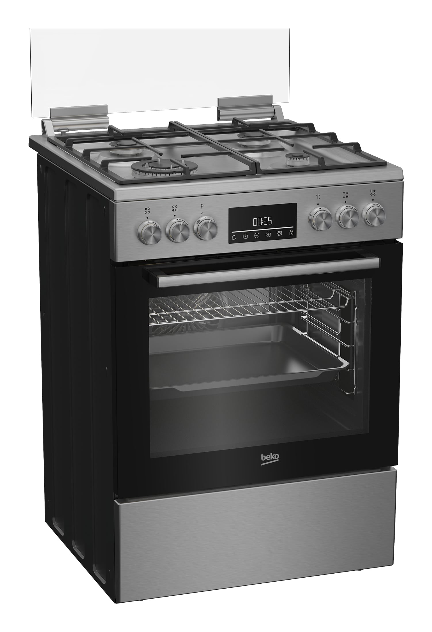 Beko FBE6133XS NL Vrijstaand fornuis Electrisch Gaskookplaat Zwart, Roestvrijstaal - Afbeelding 3