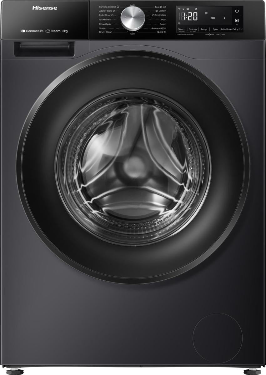 Hisense WF3S8043BB3 wasmachine Voorlader 8 kg 1400 RPM Zwart DHZ5370 - Afbeelding 9