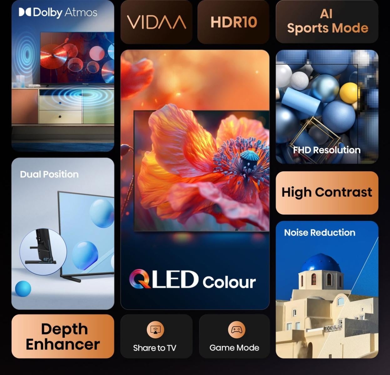 Hisense 40A5Q 101,6 cm (40") Full HD Smart TV Wifi Zwart - EWO4930 - Afbeelding 4
