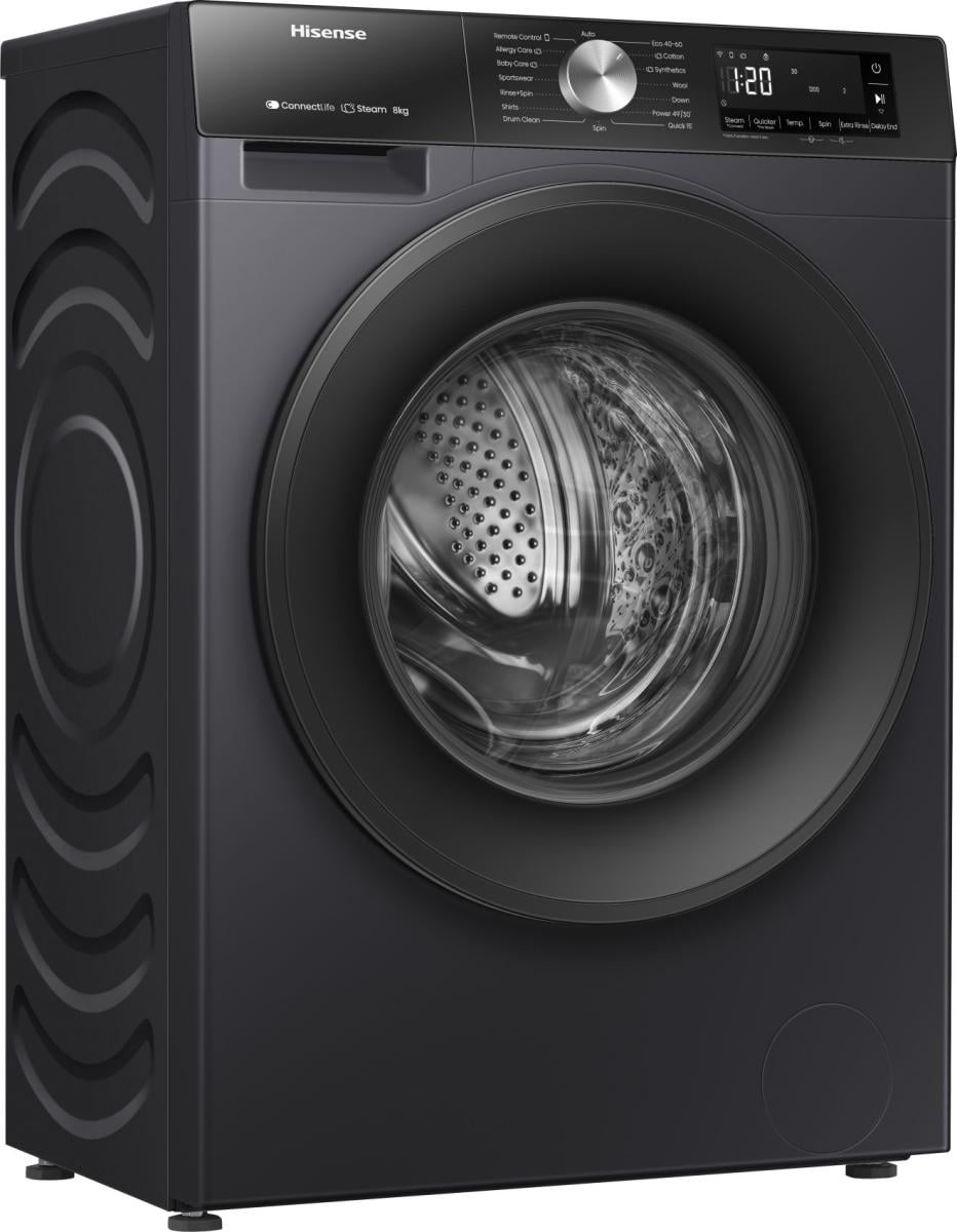 Hisense WF3S8043BB3 wasmachine Voorlader 8 kg 1400 RPM Zwart DHZ5370 - Afbeelding 2