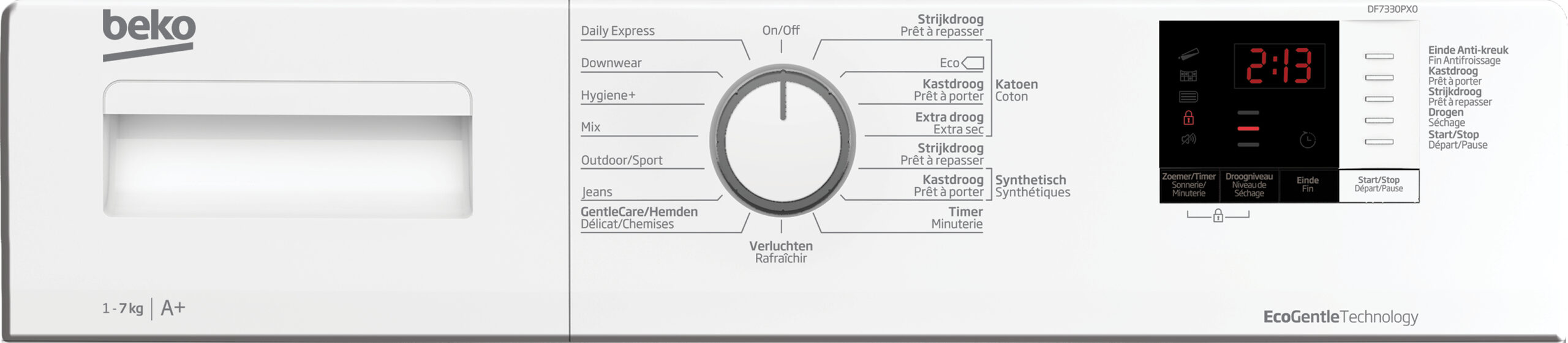 Beko DF7330PX0 wasdroger Vrijstaand Voorlader 7 kg Wit DHZBEKO225 - Afbeelding 5