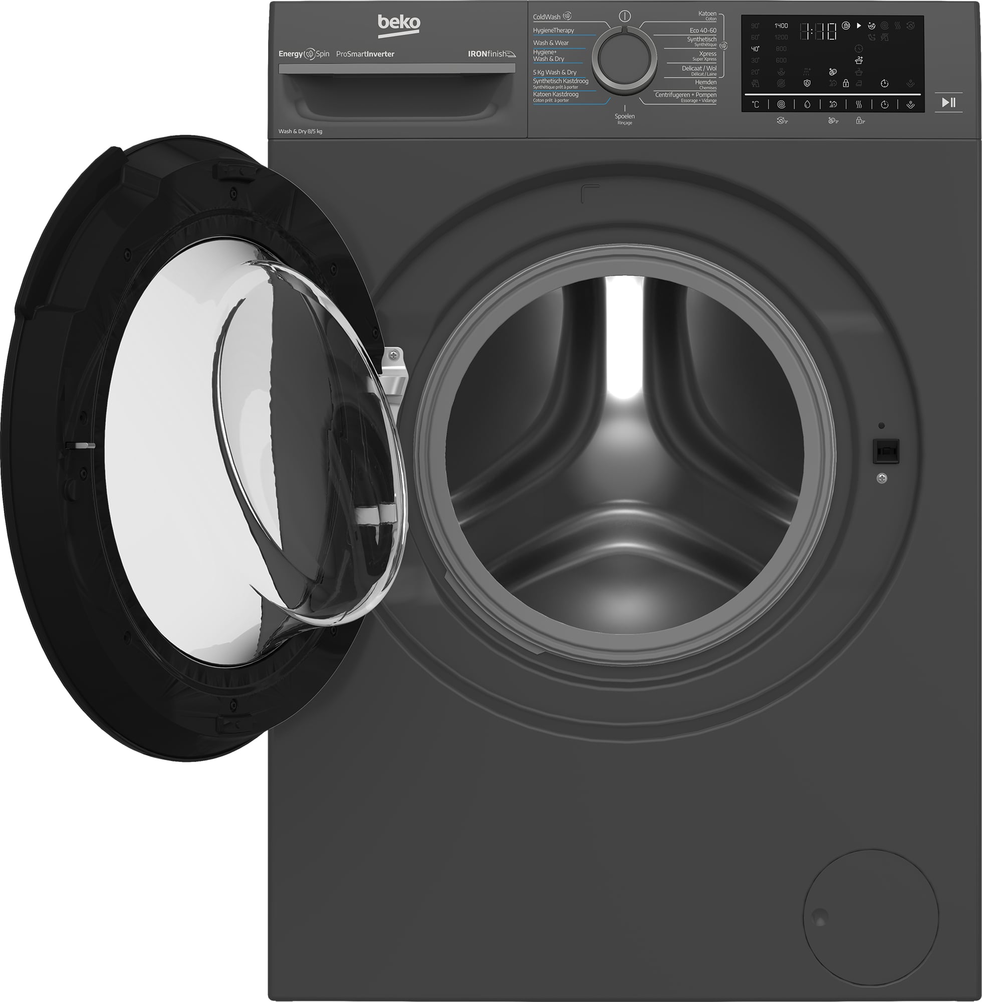 Beko BM5DFT4841A Was-droogcombinatie Vrijstaand Voorlader Antraciet DHZBEKO207 - Afbeelding 8