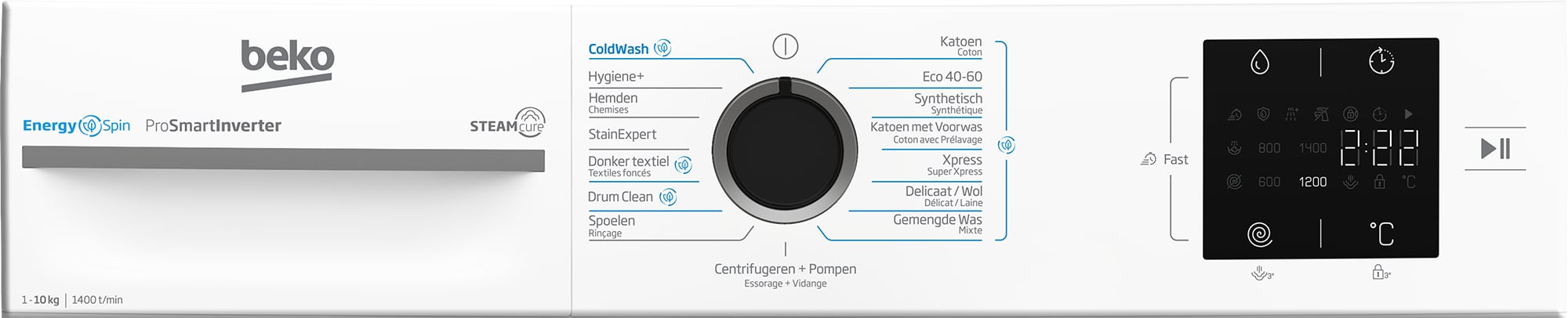 Beko b300 BM3WFT31041W wasmachine Voorlader 10 kg 1400 RPM Wit DHZBEKO183 - Afbeelding 6