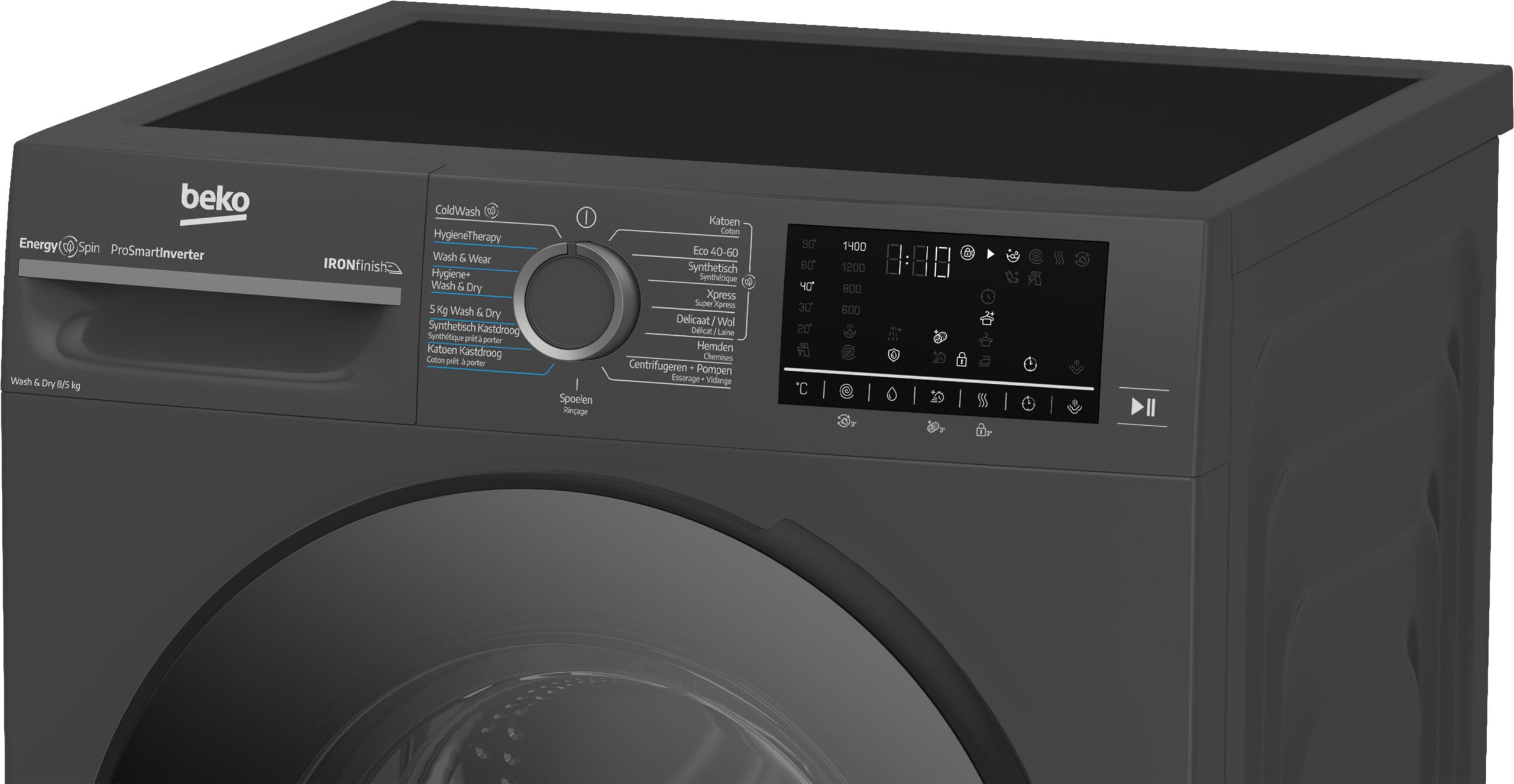 Beko BM5DFT4841A Was-droogcombinatie Vrijstaand Voorlader Antraciet DHZBEKO207 - Afbeelding 2