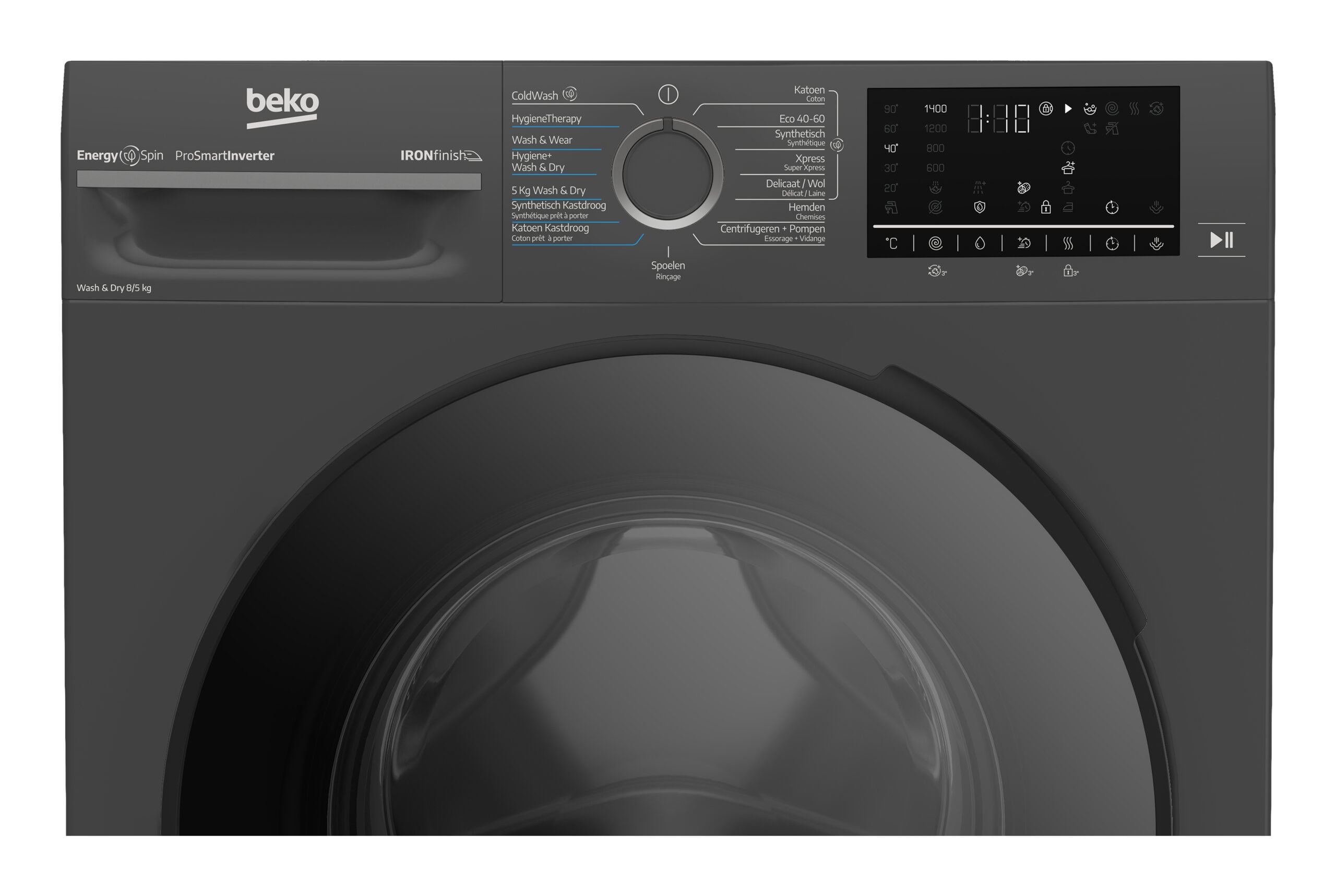 Beko BM5DFT4841A Was-droogcombinatie Vrijstaand Voorlader Antraciet DHZBEKO207 - Afbeelding 7