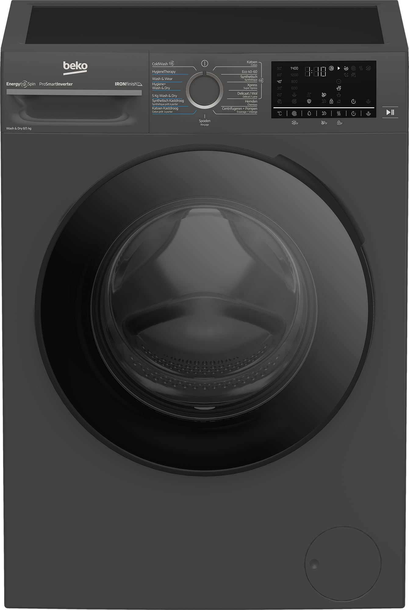 Beko BM5DFT4841A Was-droogcombinatie Vrijstaand Voorlader Antraciet DHZBEKO207