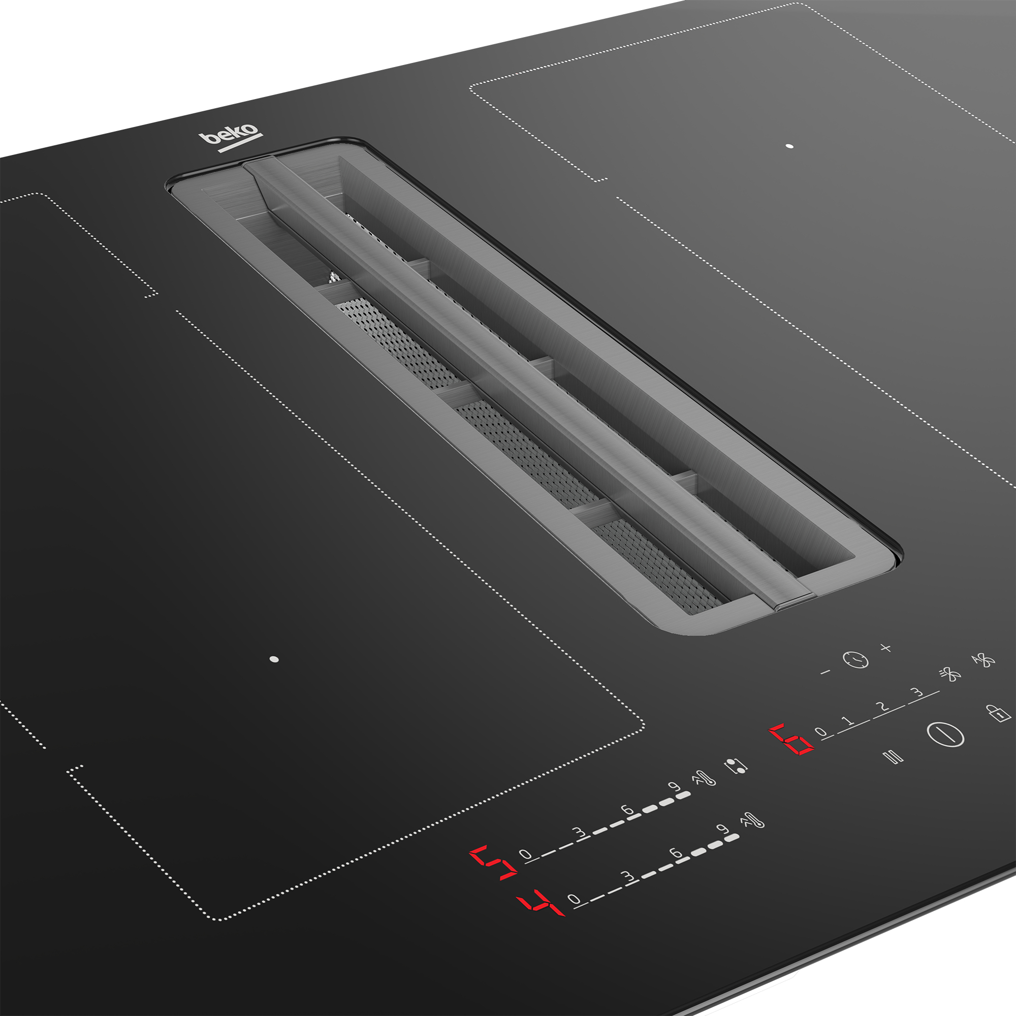 Beko HIXI84700UP kookplaat Zwart Ingebouwd 80 cm Inductiekookplaat zones 4 zone(s) Inbouw afzuigkap DHZBEKO283 - Afbeelding 2